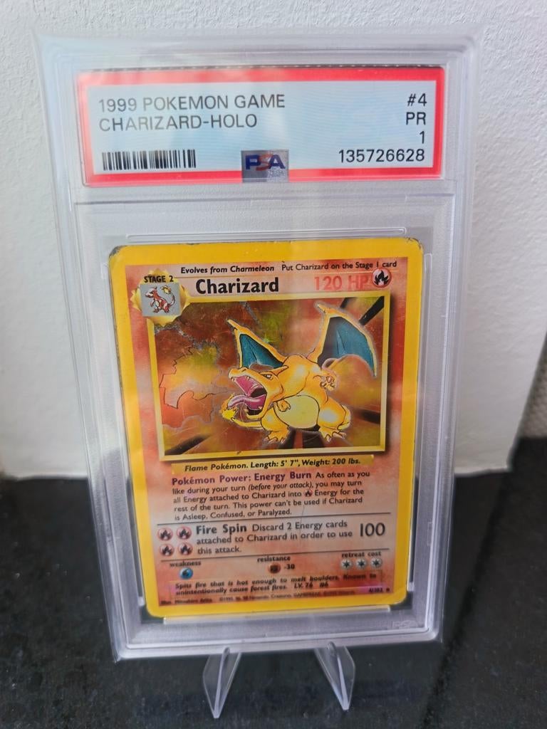 Charizard base set Pokémon kaart PSA 1, Ophalen of Verzenden, Nieuw, Losse kaart, Foil