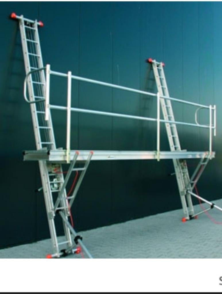 Wienese werkbrug 5m triangel compleet direct inzetbaar, Ophalen, Zo goed als nieuw, 5 meter of hoger, Gevelsteiger