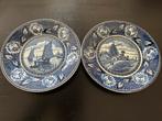 2x blauw wandbord Hollandia-Société Céramique Maastricht, Ophalen of Verzenden