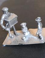 Zilveren (835) miniatuur MAN MET DRAAIORGEL EN AAP, Ophalen, Zilver