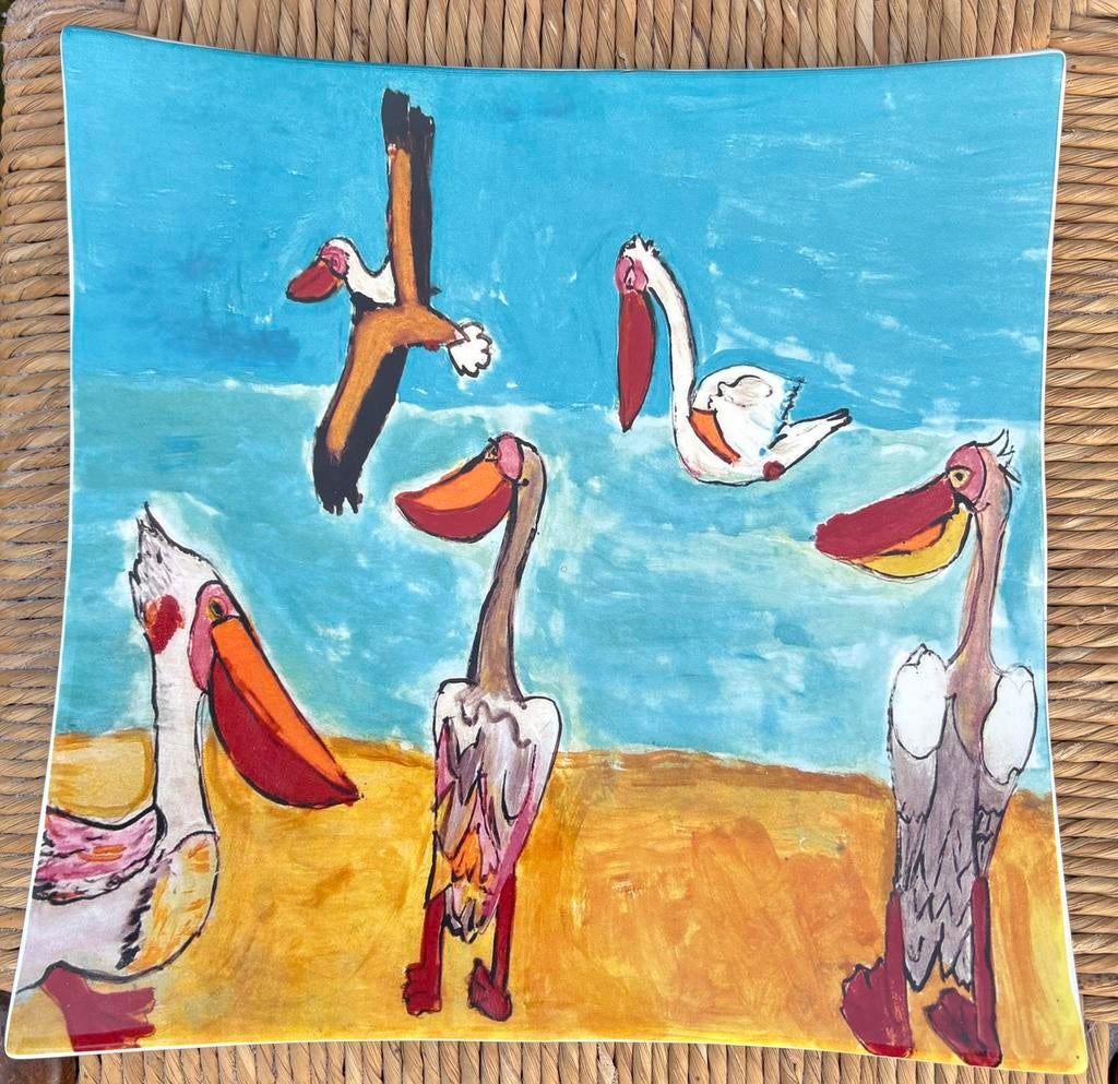 Handbeschilderd keramisch bord .ina Hartman, Overige typen, Ophalen of Verzenden, Zo goed als nieuw, Minder dan 100 cm