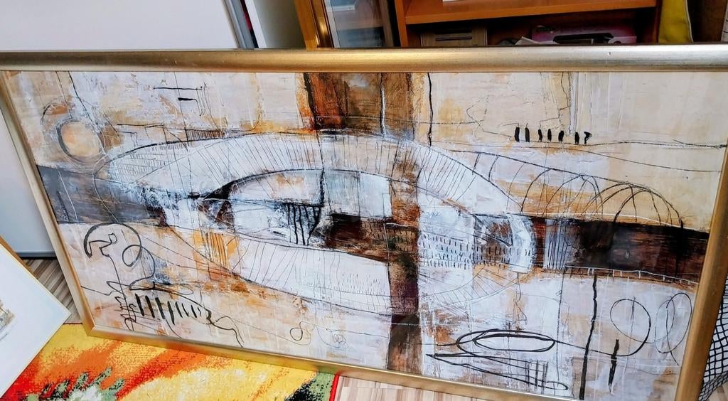 Groot schilderij, Dieren en Toebehoren, Ophalen, 110 cm of meer, Kooi, 90 cm of meer