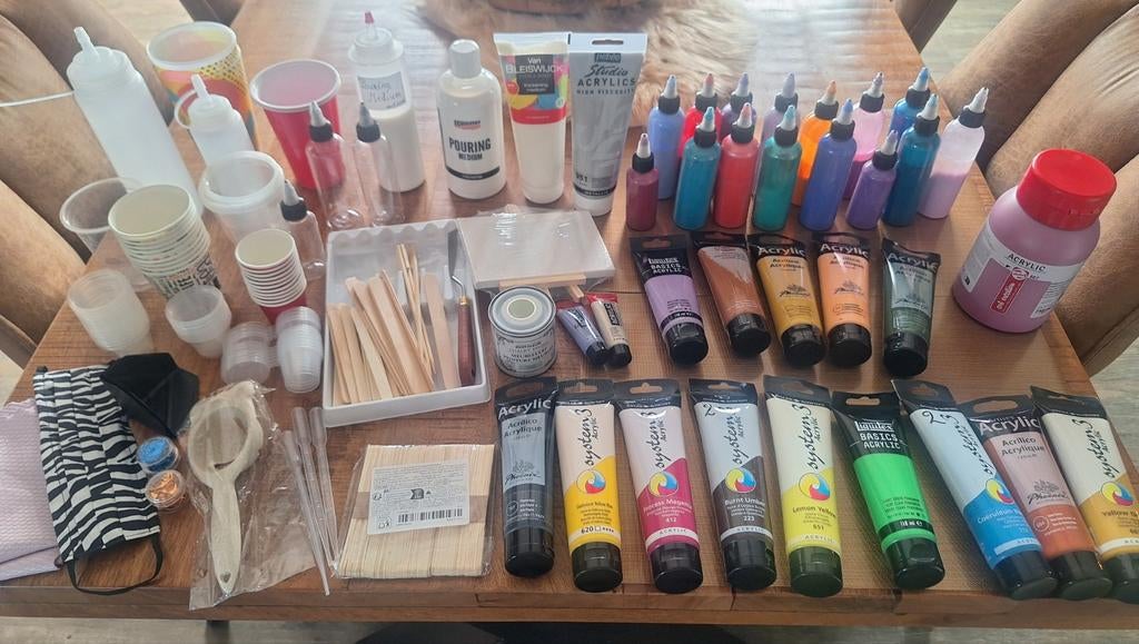 MEGA groot acrylverf pouring pakket 13 NIEUWE tubes, Ophalen of Verzenden