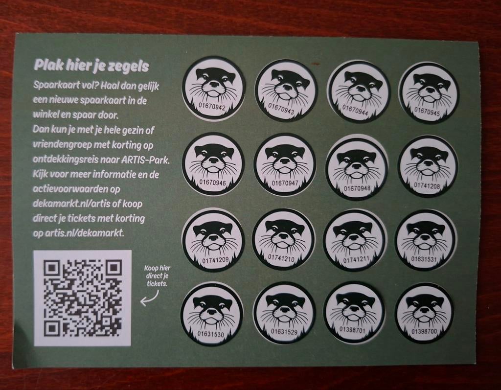 Volle kaart dekamarkt artis zegels, Hobby en Vrije tijd, Spaarzegeltjes, Ophalen of Verzenden, Winkel, Super of Benzinepomp, Volle spaarkaart