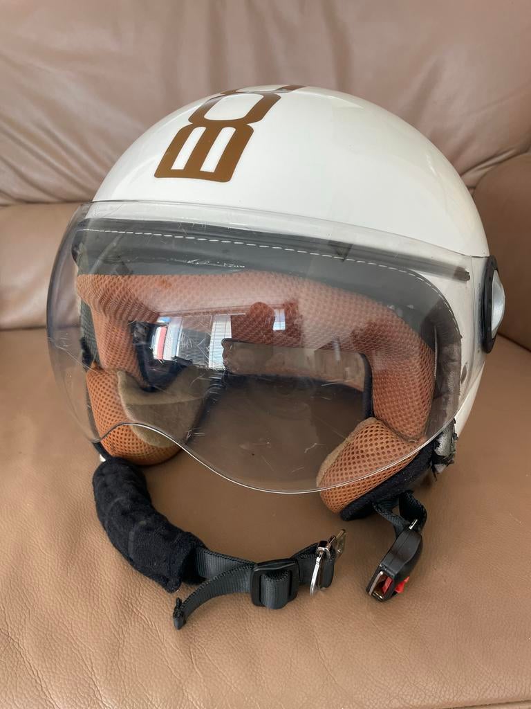 Witte helm maat L met vizier - ECE R22-05 gekeurd, Ophalen, Gebruikt, Large