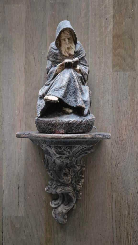 Monastiek beeld op barokke console (Kunsthandel Den Haag), Antiek en Kunst, Antiek | Religie, Ophalen of Verzenden