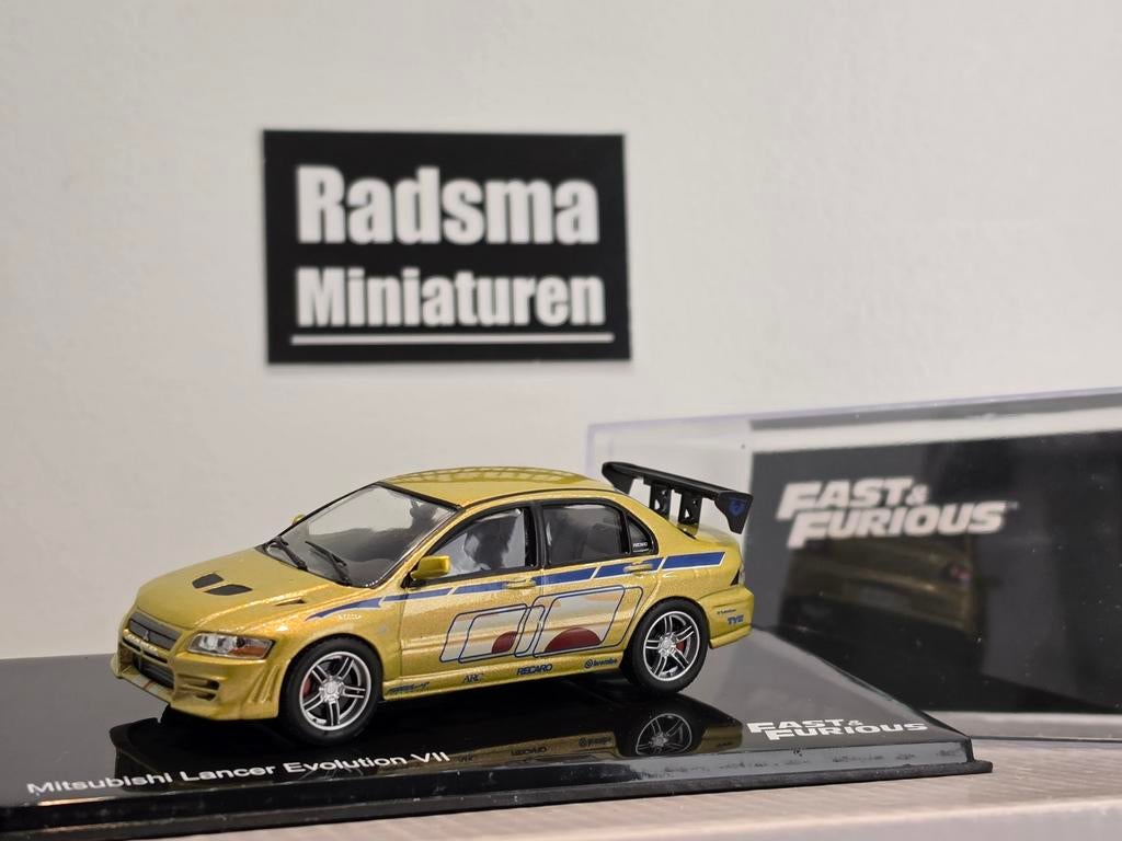 Mitsubishi Lancer Evo VII - 1:43 Fast & Furious, Hobby en Vrije tijd, Modelauto's | 1:43, Overige merken, Auto, Nieuw, Ophalen of Verzenden