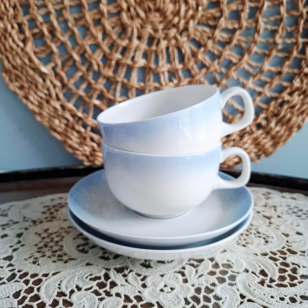 Eschenbach, 2 blauw-witte kop en schotels, Ophalen of Verzenden