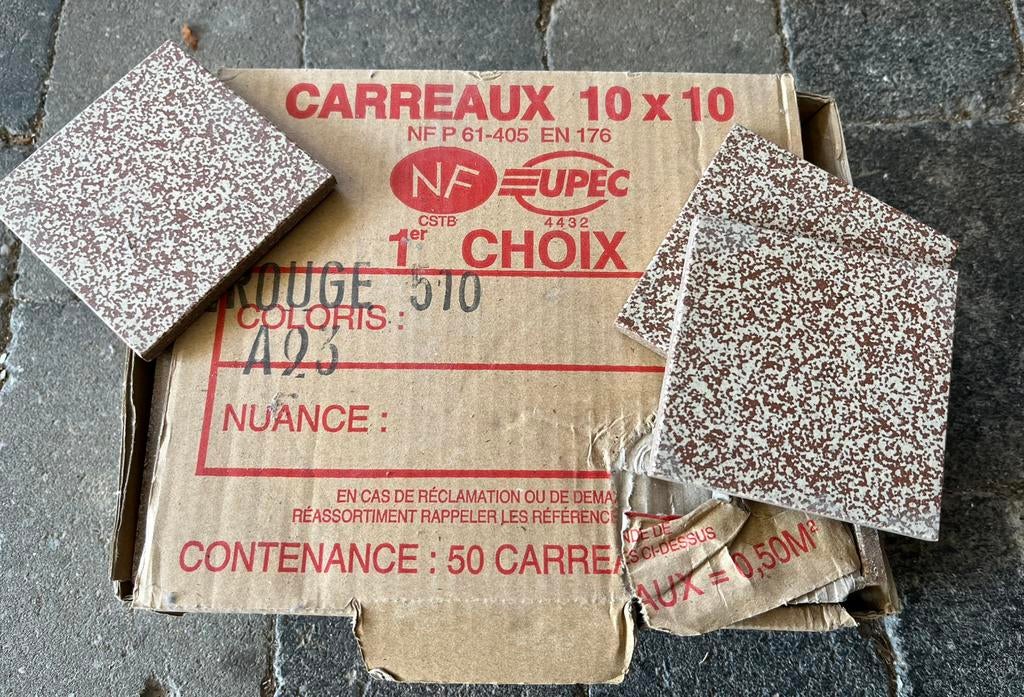 53 Stuks vloertegel Winckelmans rood/beige vintage, Ophalen, Keramiek, Nieuw, Minder dan 20 cm