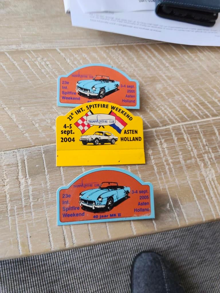 Triumph Spitfire Club evenementen badges, Auto diversen, Ophalen of Verzenden