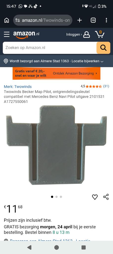 Mercedes becker map pilot Ontgrendeling sleutel, Ophalen of Verzenden, Nieuw, Mercedes-Benz