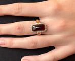 32 diamanten wijnrode granaat 15k gouden dames ring antiek, Verzenden, Goud, Ring, Met edelsteen
