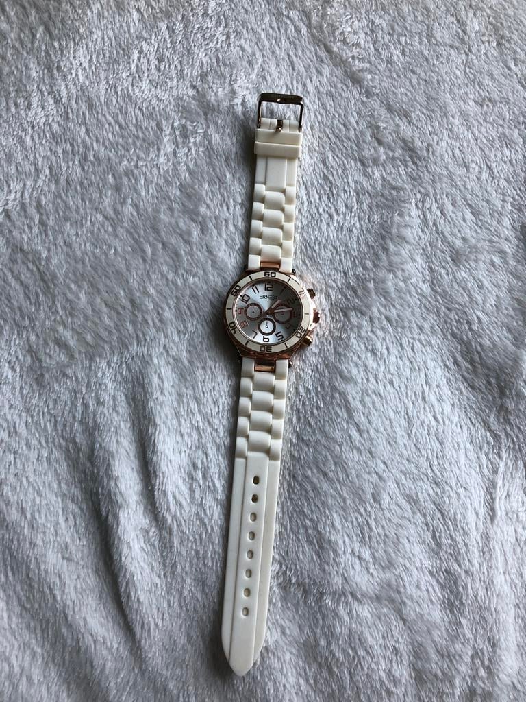 Ernest dameshorloge wit met roségoud, Sieraden, Tassen en Uiterlijk, Horloges | Dames, Overige merken, Overige materialen, Gebruikt