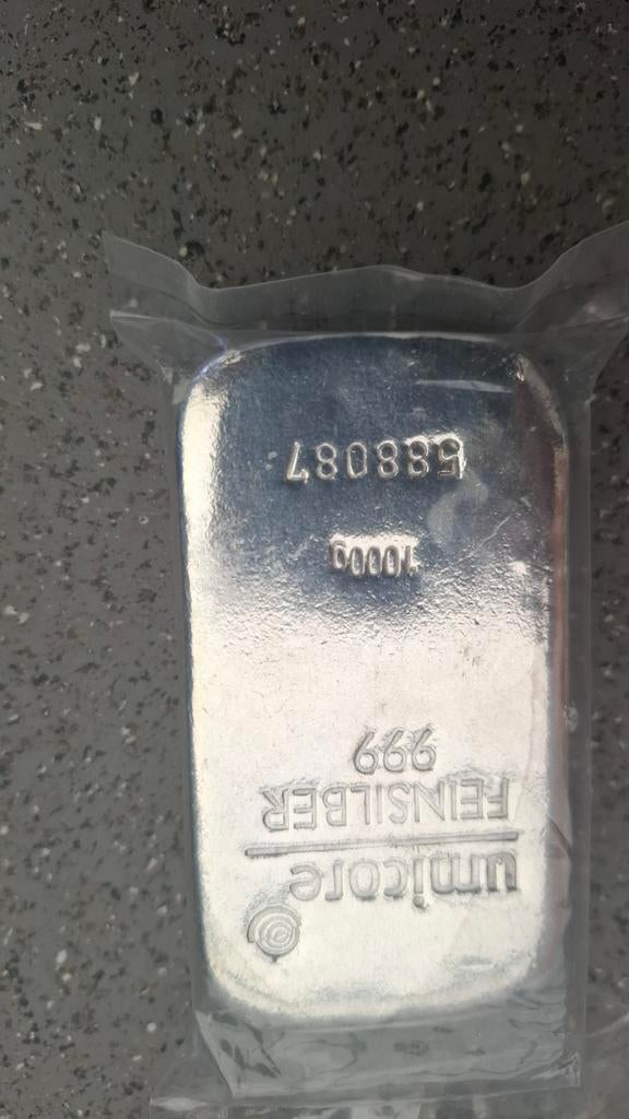 Umicore Zilverbaar 1 kg  € 2400,00, Postzegels en Munten, Edelmetalen en Baren, Ophalen of Verzenden, Zilver