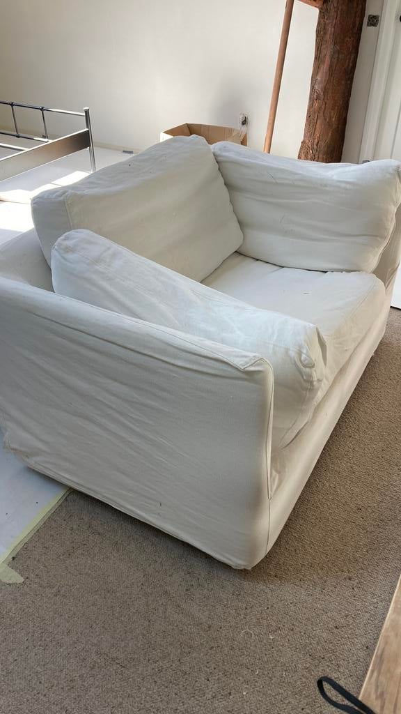 Love seat katoen wit, Tweepersoons, 75 tot 100 cm, Ophalen of Verzenden, Zo goed als nieuw