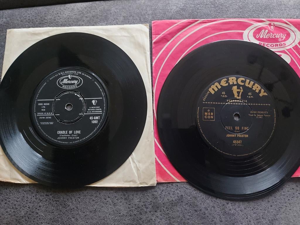 Johnny Preston 2 singles, Ophalen of Verzenden, 7 inch, Overige genres, Single