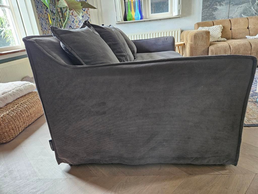 Riverdale bank ribstof grijs met afneembare hoezen, Huis en Inrichting, Banken | Bankstellen, Ophalen, Driepersoons, 75 tot 100 cm