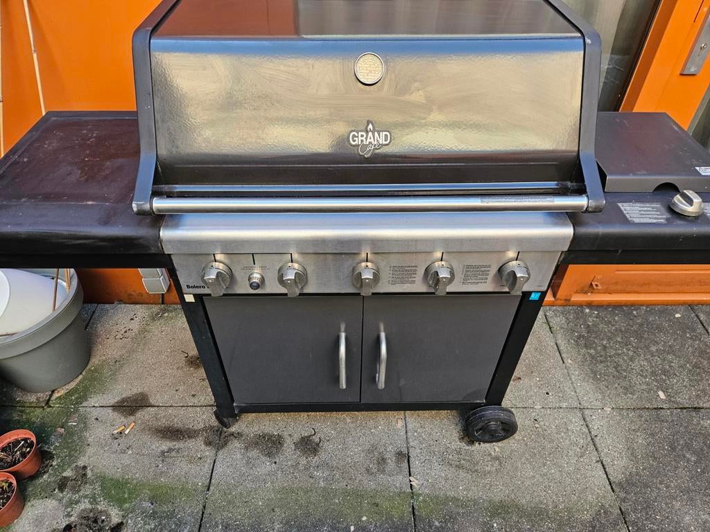Bolero 5 pits gas bbq met zijbrander en waterdicht zeil, Tuin en Terras, Gasbarbecues, Ophalen of Verzenden, Gebruikt