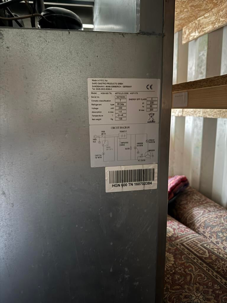 Saro Gastro Koelkast HCF1170 | Esta  Model IC 300 SCEB R290, Witgoed en Apparatuur, Koelkasten en IJskasten, Ophalen, Gebruikt