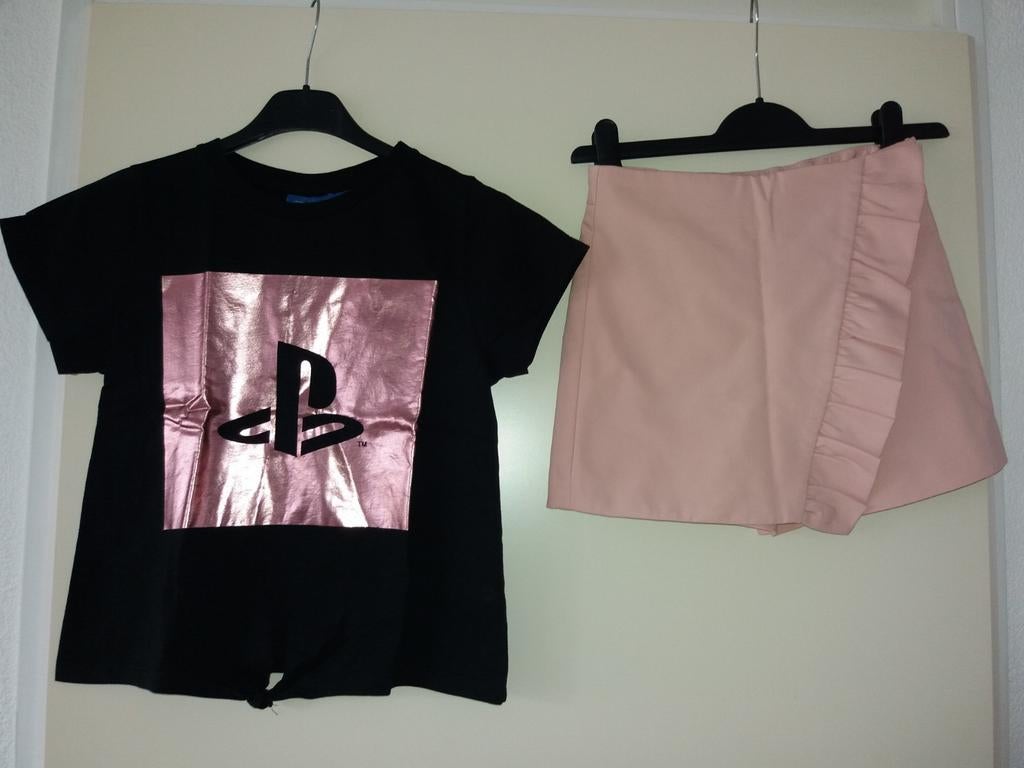 Zgan prachtig setje: t-shirt/broekrok mt 140-146 Zara/UKfash, Ophalen of Verzenden, Zo goed als nieuw, Meisje