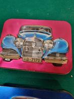 -	Blikken engels met auto’s twee stuks, Ophalen of Verzenden