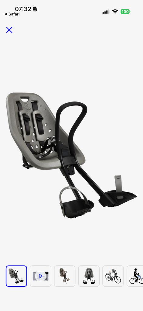 Yepp Mini fietszitje voorop + adapter, Yepp, Ophalen of Verzenden, Gebruikt, Voetsteuntjes
