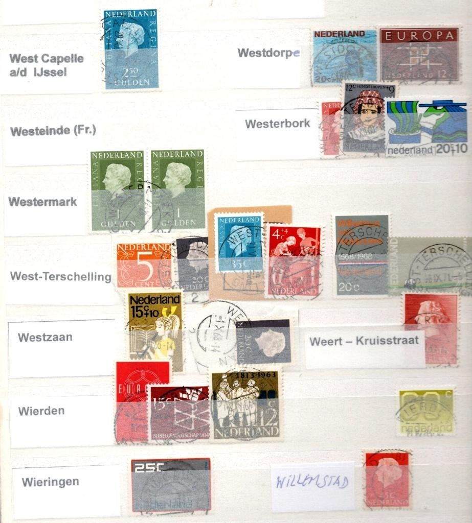 Stempels wo Westeinde Westermark Wierdam Willemstad (59), Verzenden, Na 1940, Gestempeld