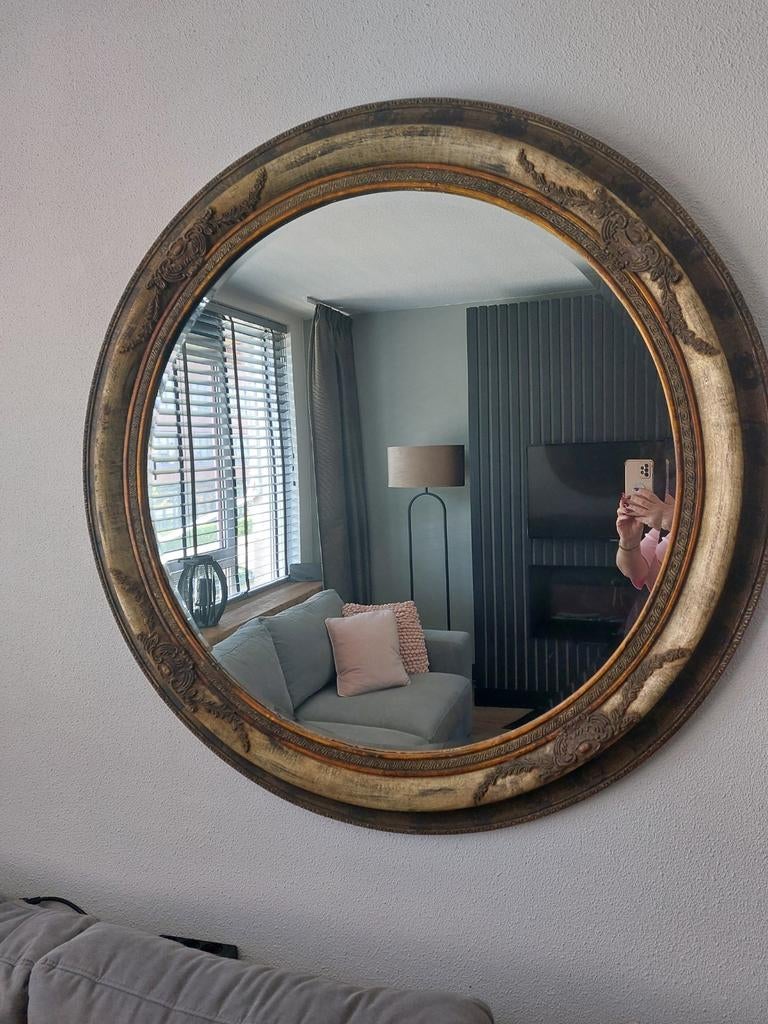 Ronde houten spiegel, Ophalen, Rond, 100 tot 125 cm