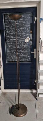 Bronzen vloerlamp met leeslamp, dimbaar, Ophalen, Gebruikt, Modern klassiek, Metaal