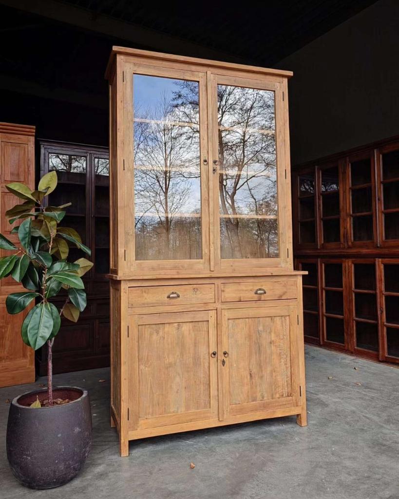 Hoge - Smalle Buffetkast | Servieskast | Teakhout #3554, Huis en Inrichting, Kasten | Buffetkasten, Niet ingevuld, Gebruikt, 200 cm of meer