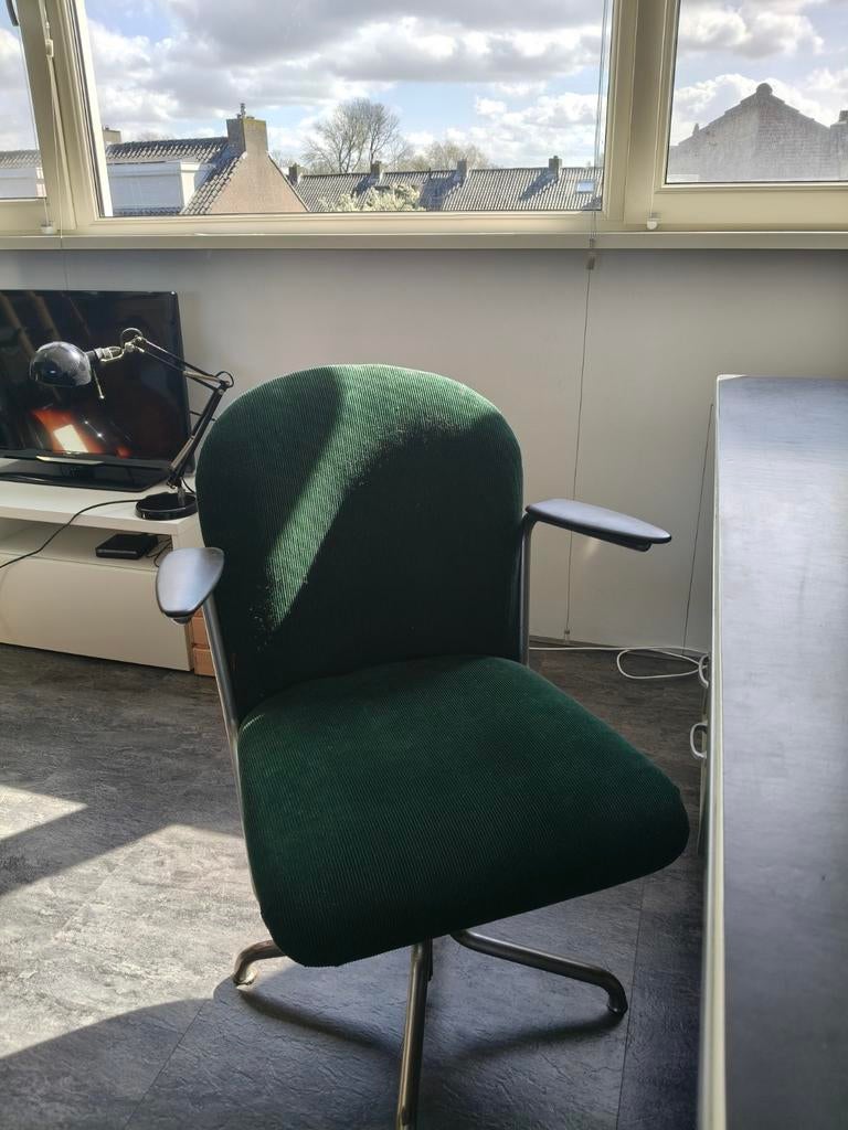 Vintage Gispen Bureaustoel - Flessengroen Ribfluweel, Huis en Inrichting, Bureaustoelen, Ophalen, Zo goed als nieuw, Zwart