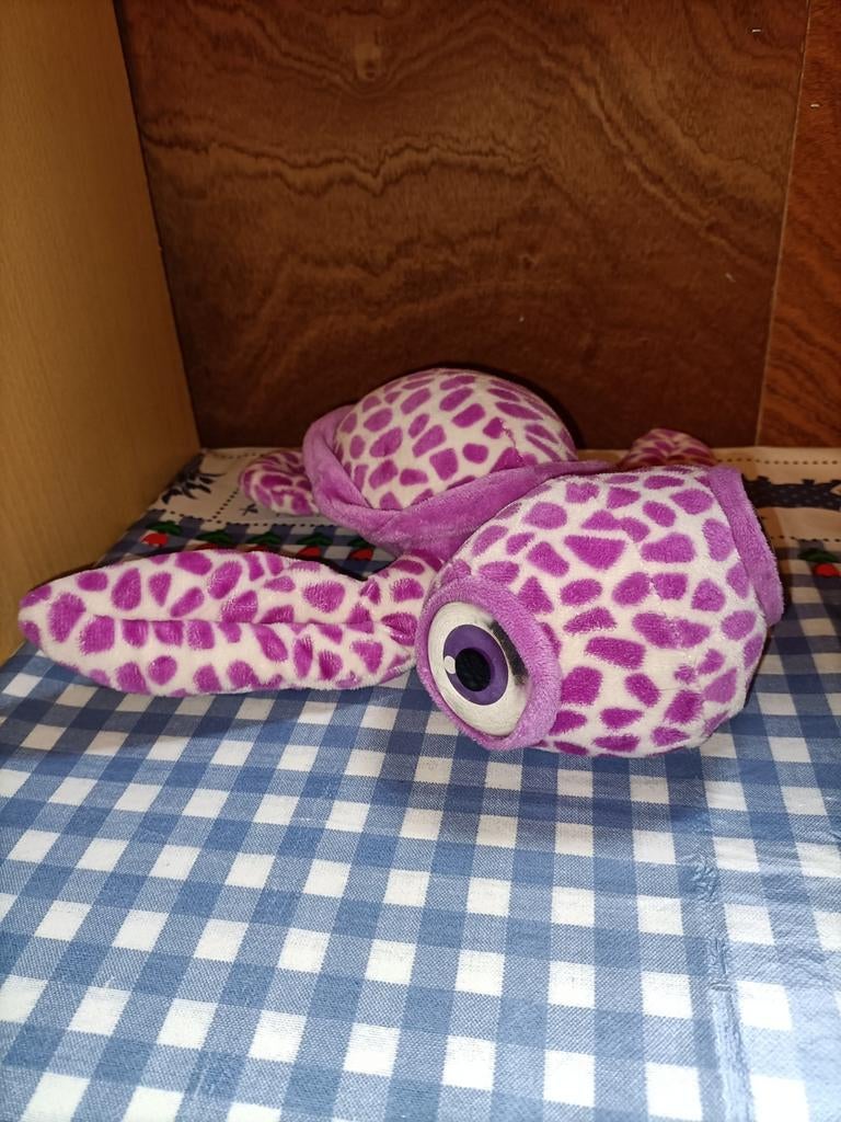 Nicky Toy schildpad knuffel paars met wit 29 cm groot, Ophalen of Verzenden, Zo goed als nieuw, Overige typen
