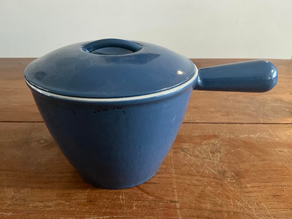 Le Creuset Gietijzeren Steelpan/Sauspan/Fonduepan - Blauw, Huis en Inrichting, Keuken | Potten en Pannen, Kookpan of Snelkookpan