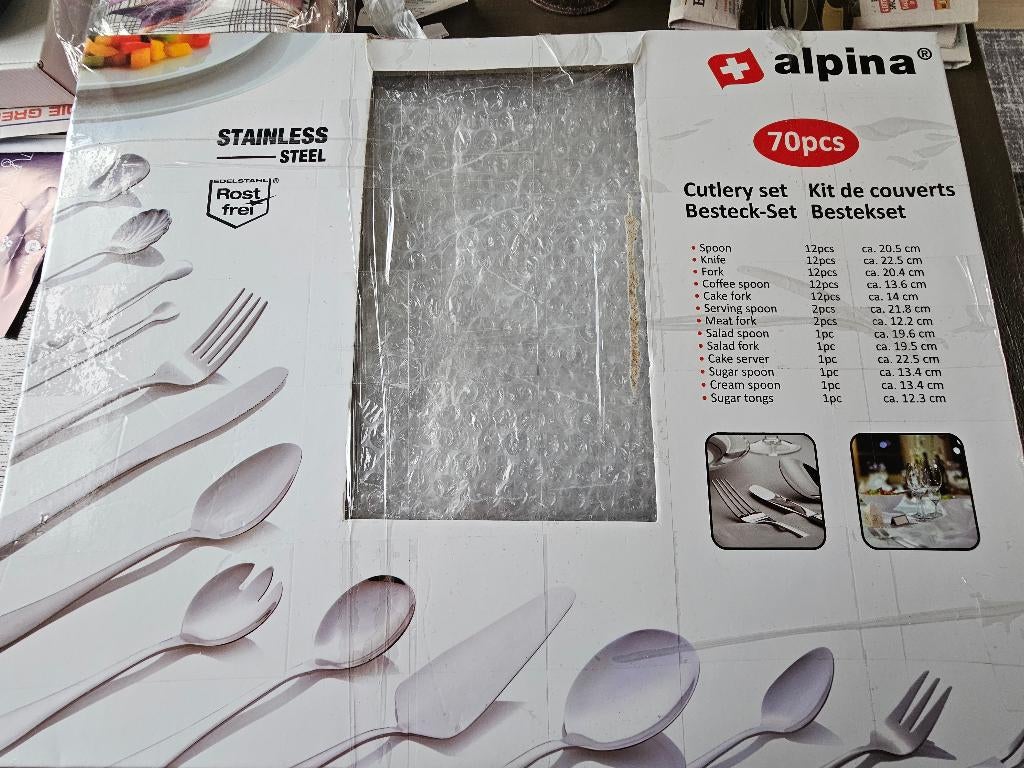 Alpina Bestekset 70 delig, Nieuw, Ophalen of Verzenden, Rvs of Chroom, Vaatwasserbestendig