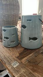 Twee zgan Riviera Maison windlichten, Overige materialen, Gebruikt, 25 tot 50 cm, Blauw