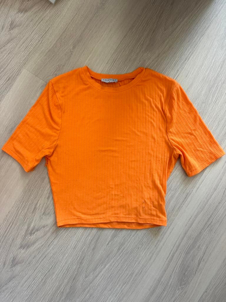 Oranje crop top t-shirt van Loavies maat M, Maat 38/40 (M), Oranje, Ophalen of Verzenden, Korte mouw