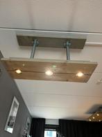 Industriële steigehouten plafondlamp, Ophalen, Zo goed als nieuw