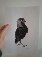 Handgedrukte linosnede 'Kauwtje - Gelimiteerde oplage, Antiek en Kunst, Ophalen of Verzenden