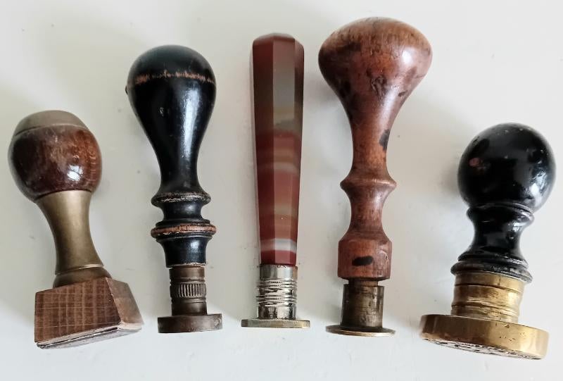 5 Antieke lak zegel stempels, Ophalen of Verzenden