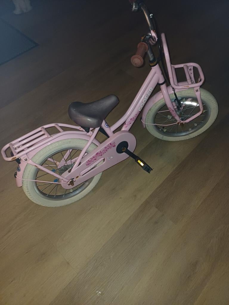 Popal Cooper 16 inch meisjesfiets roze met handrem, Gebruikt, Velgrem, Ophalen of Verzenden, Handrem