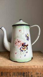 Franse emaille koffie kan viooltjes, Ophalen of Verzenden