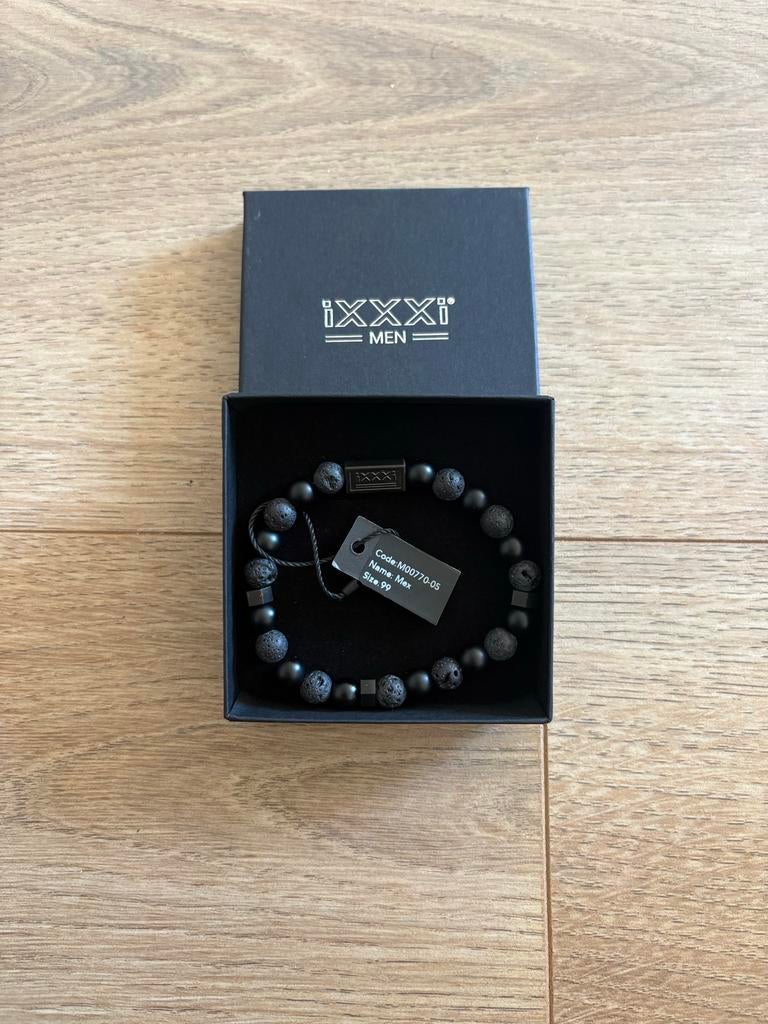 IXXXI Mannen armband - Nieuw met lavasteen en onyx, Overige materialen, Zwart, Nieuw, Ophalen of Verzenden
