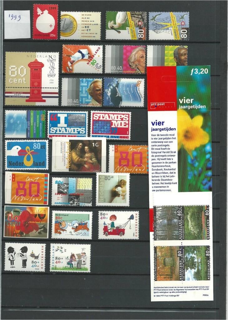 Nederland, Complete Jaargang 1999, Postfris., Postzegels en Munten, Verzenden, Na 1940, Postfris