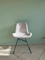 5x Nolon Teddy/bouclé eetkamerstoelen (wit, zwart onderstel), Ophalen, Wit, Zo goed als nieuw, Stof