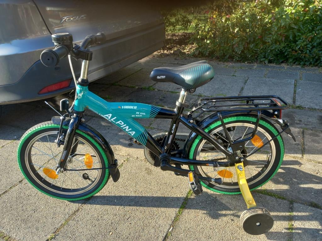 Kinderfiets met zijwielen, Fietsen en Brommers, Ophalen, Terugtraprem, Zijwieltjes, Alpina