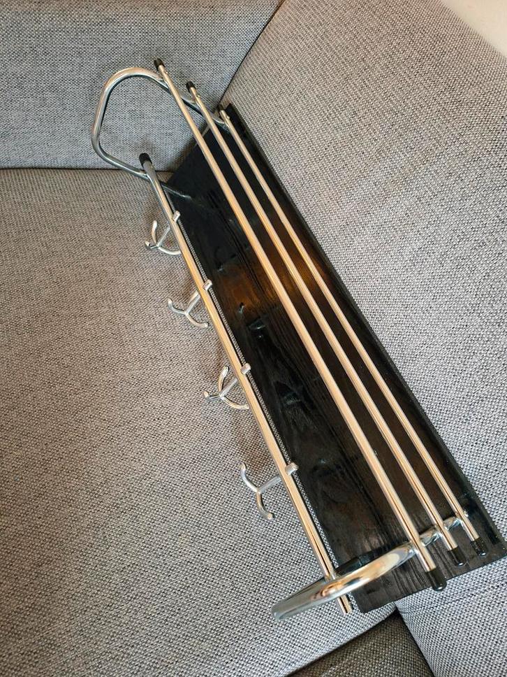 Vintage Mid Century Jaren '60 Kapstok - Hout & Chroom, Huis en Inrichting, Woonaccessoires | Kapstokken, Gebruikt, Wandkapstok