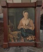 Groot schilderij vrouw die appels schilt, vintage, Ophalen