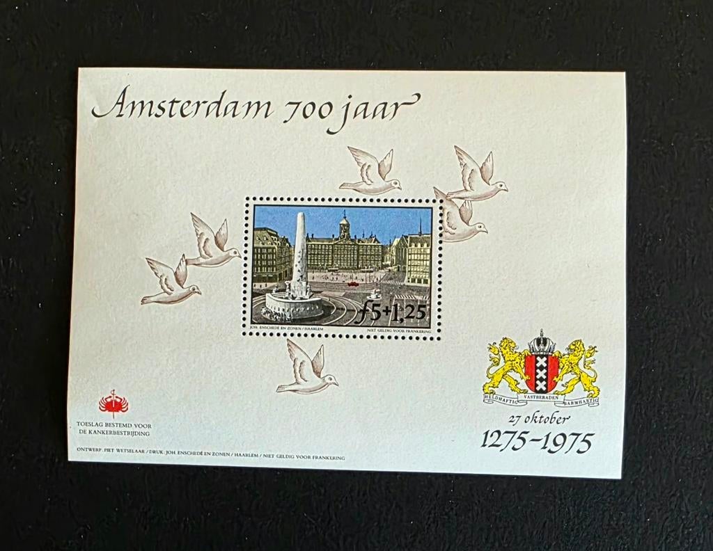Amsterdam 700 jaar postzegelvel 1975, Postzegels en Munten, Ophalen of Verzenden