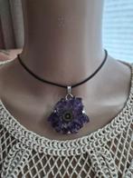 Amethist-bloem, Sieraden, Tassen en Uiterlijk, Kettingen, Ophalen of Verzenden, Paars, Zilver