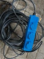 Camping CEE stekkerdoos 3-voudig - 20 meter met verloopstuk, Ophalen of Verzenden, Gebruikt